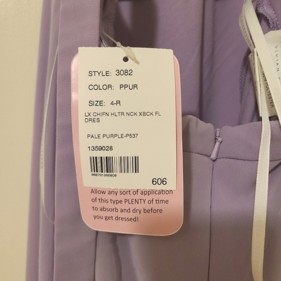 NWT DESSY DRESS HALTER MAXI DRESS WITH CRISS CROSS OPEN-BACK IN PALE PURPLE - Picture 4 of 10